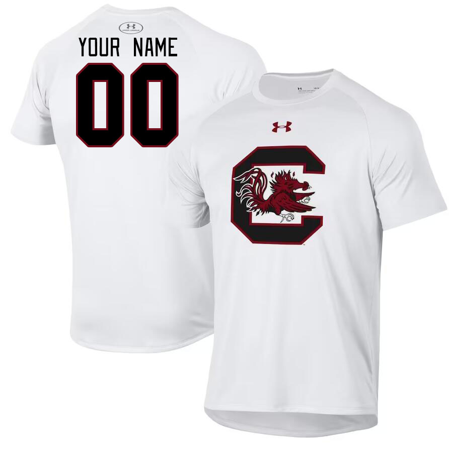 Custom South Carolina Gamecocks Name And Number College Tshirt-White